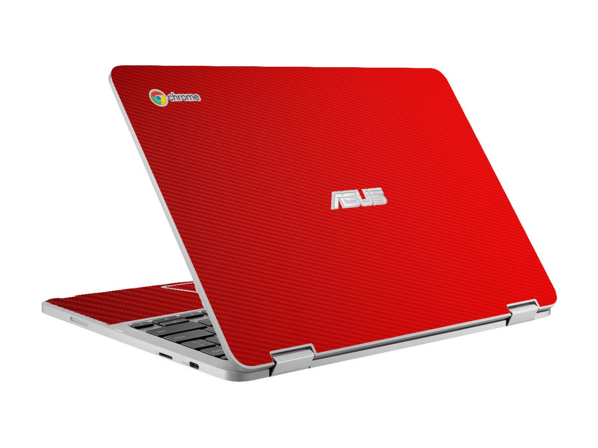 Asus Chromebook C302C Flip RED CARBON FIBER Laptop Skin