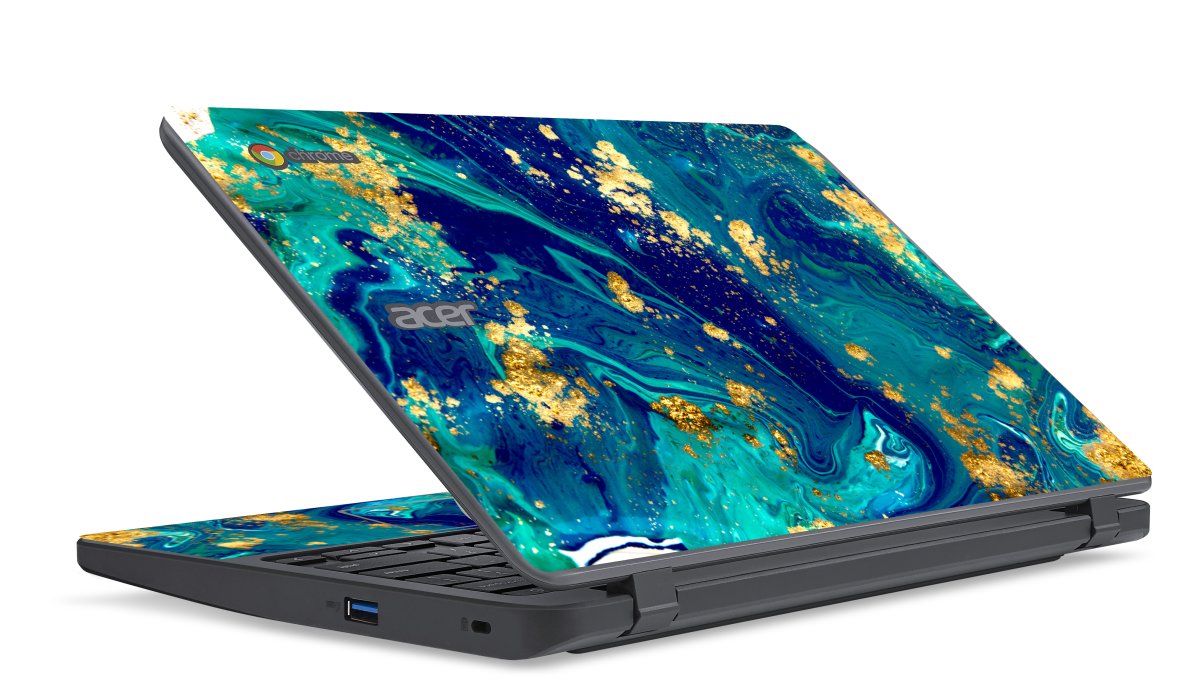 Acer Chromebook C730 BLUE AND GOLD MARBLE Laptop Skin