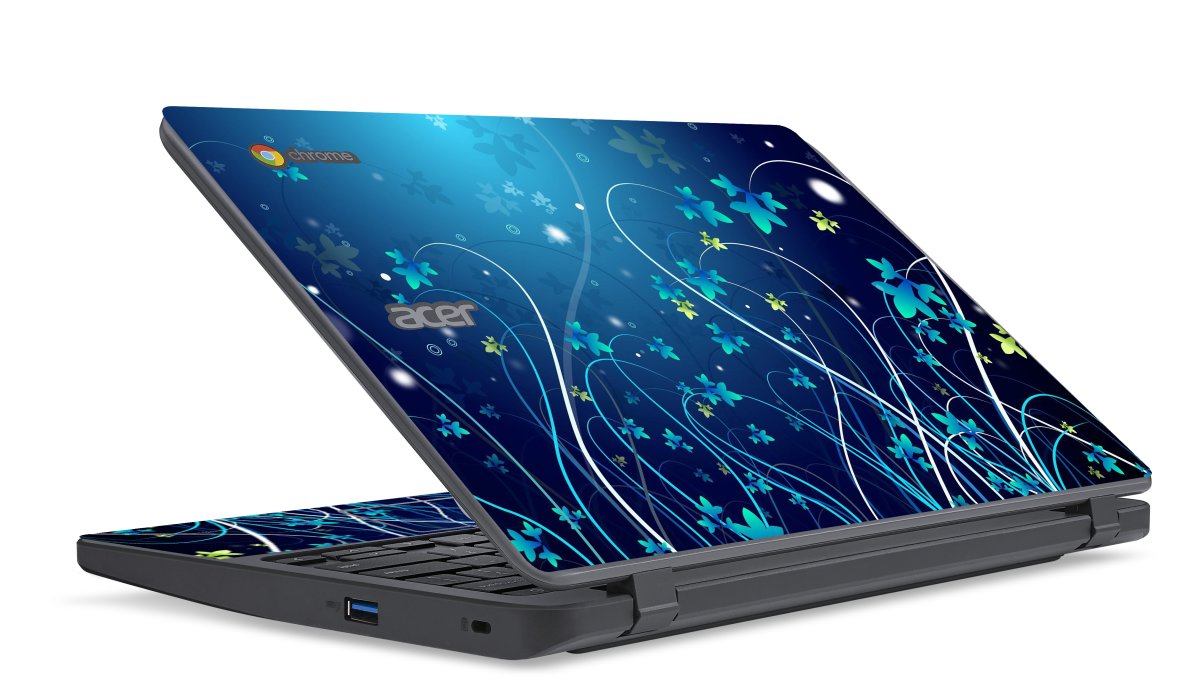Acer Chromebook C732 BLUE FLOWERS Laptop Skin