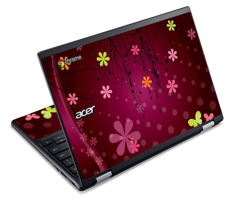 Acer ChromebookC738T RETRO PINK FLOWERS Laptop Skin