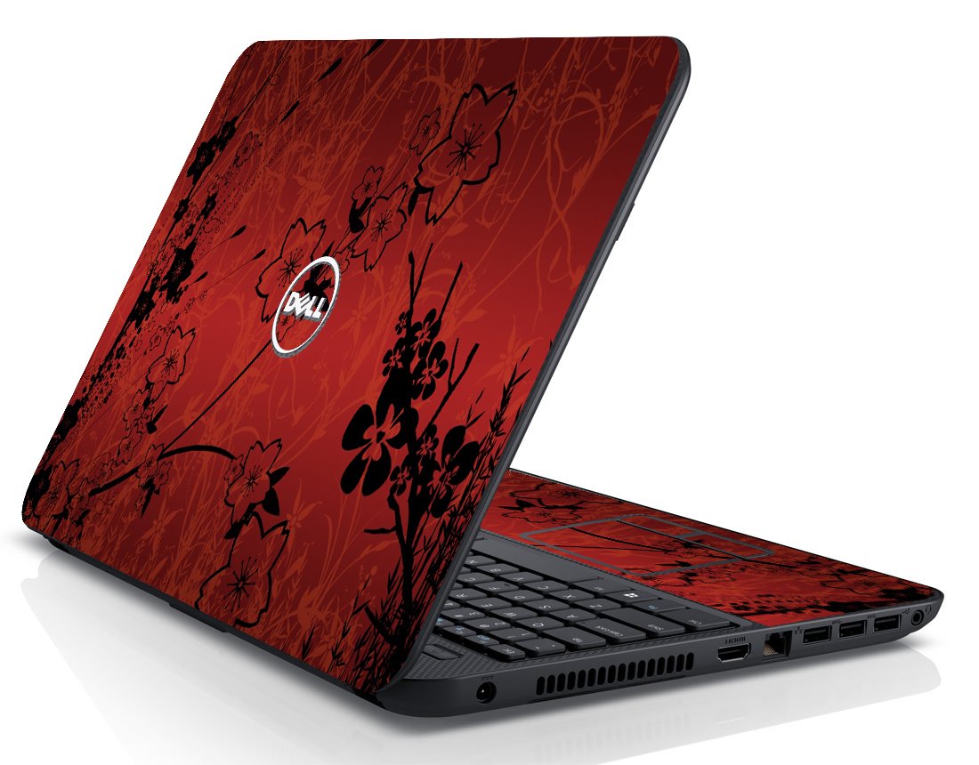 Dell Inspiron 15 3521 RETRO RED FLOWERS Laptop Skin