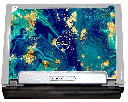 Dell Inspiron 700M/ 710M  BLUE AND GOLD MARBLE Laptop Skin