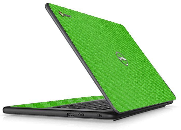 Dell Chromebook 11 3100 2 in 1 GREEN CARBON FIBER Laptop Skin