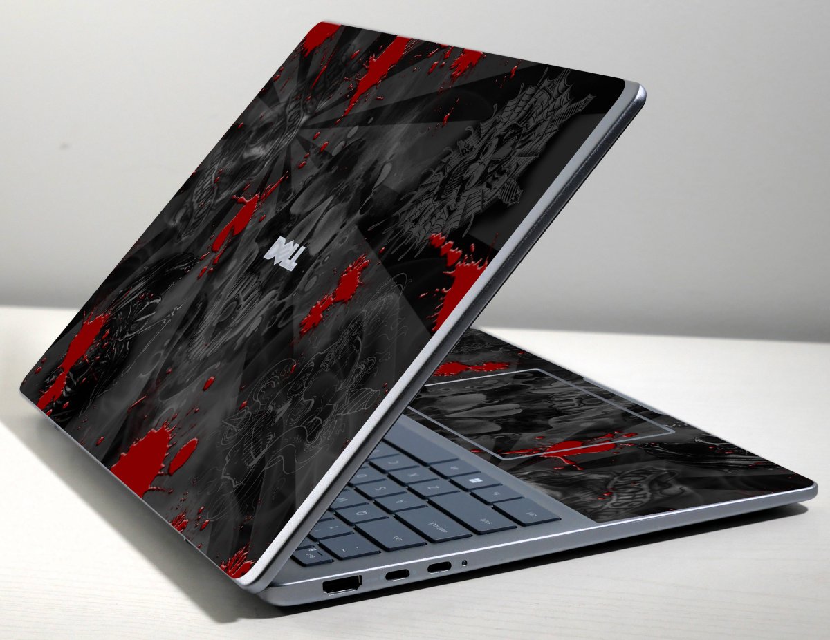 Dell Pro 14 Plus BLACK SKULLS RED Laptop Skin