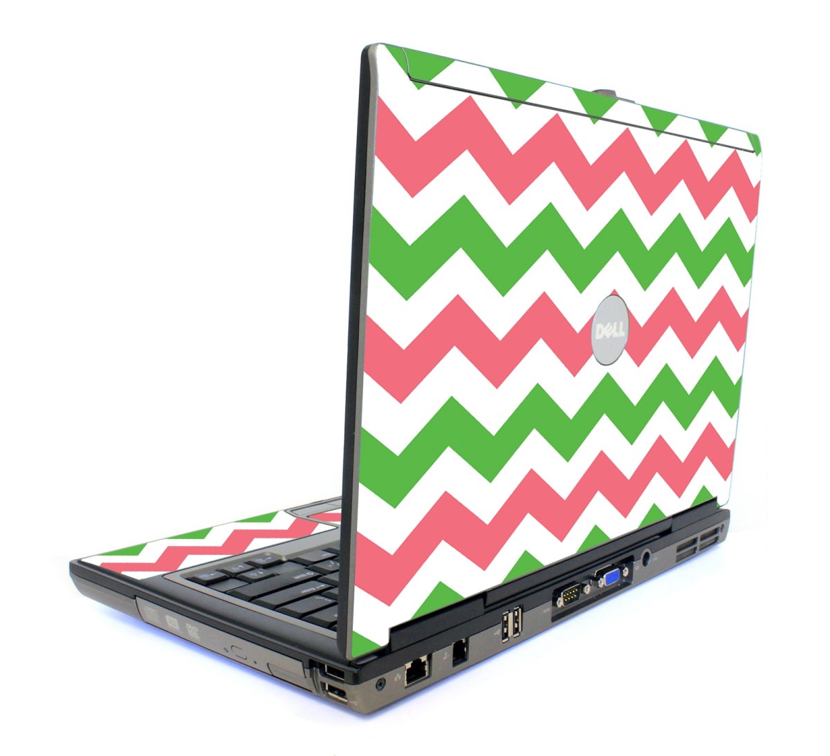 Dell Latitude D820/D830 GREEN AND PINK CHEVRON Laptop Skin