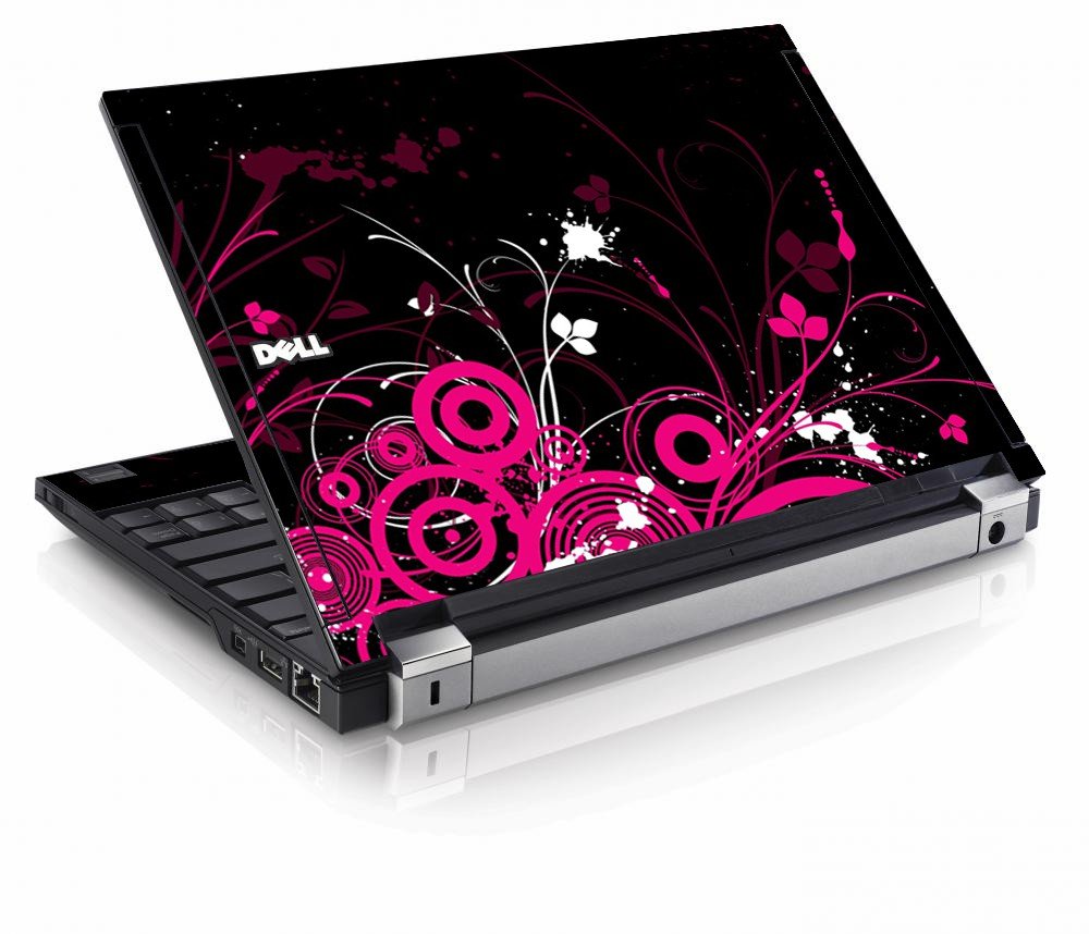 Black Pink Butterfly Dell E4200 Laptop Skin