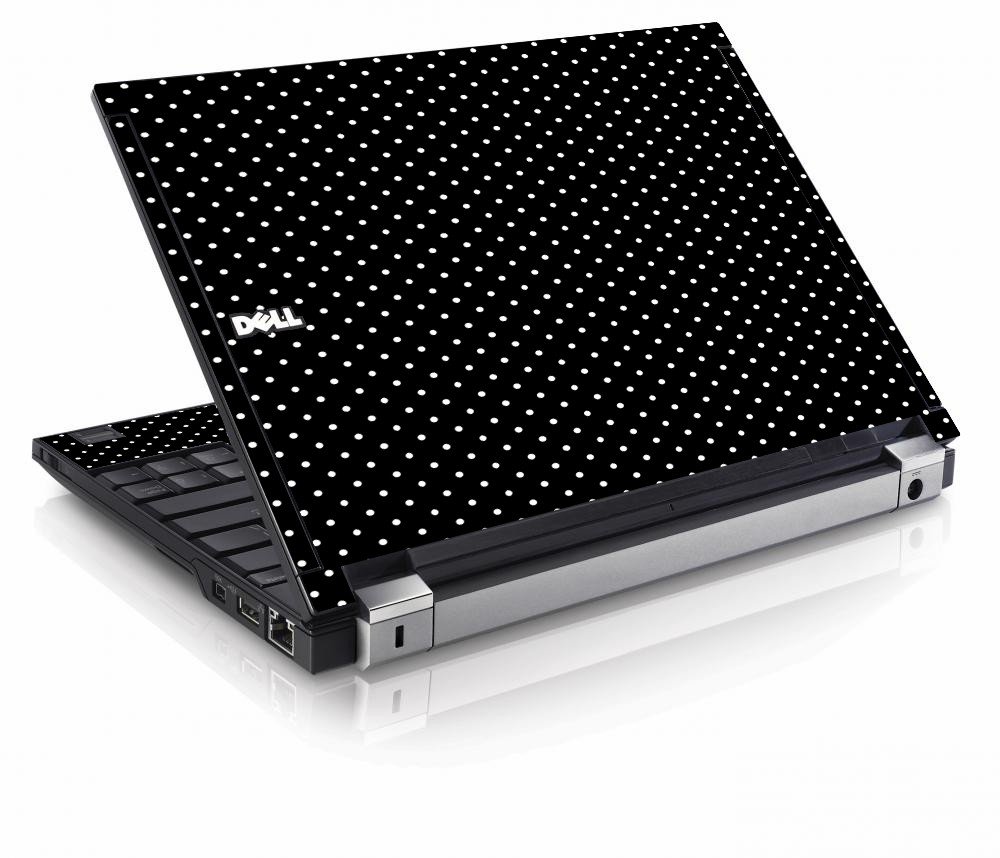 Black Polka Dots Dell E4200 Laptop Skin