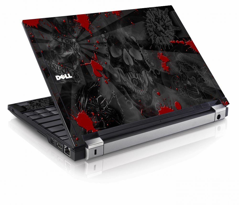 Black Skulls Red Dell E4200 Laptop Skin