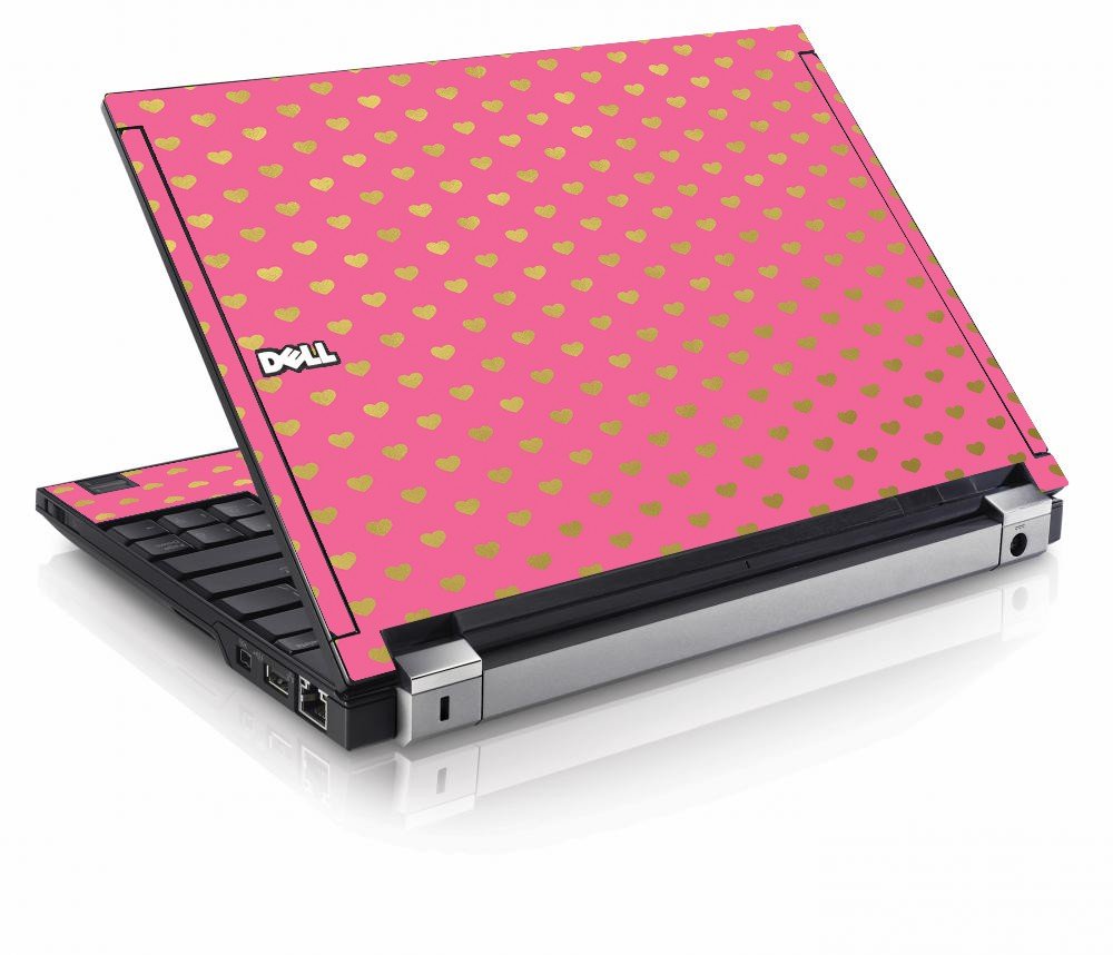 Pink Gold Hearts Dell E4200 Laptop Skin