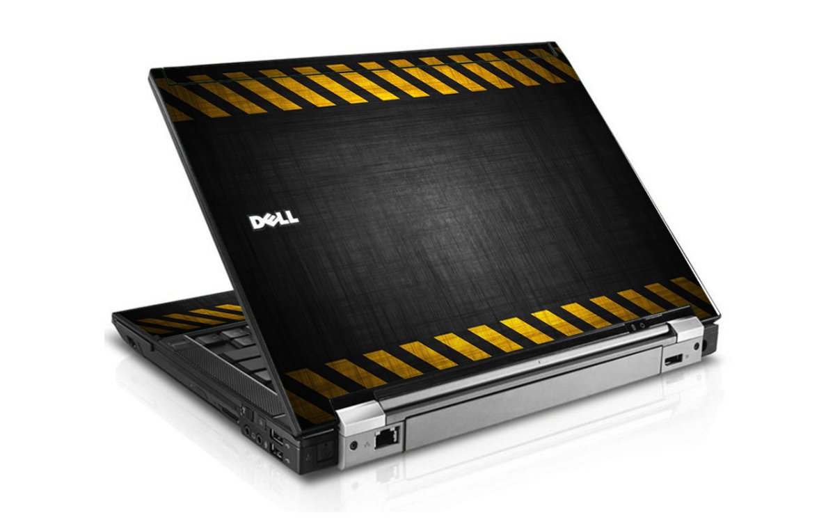 Black Caution Border Dell E4300 Laptop Skin
