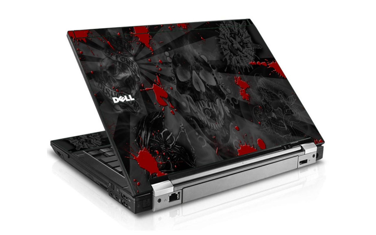 Black Skulls Red Dell E4300 Laptop Skin