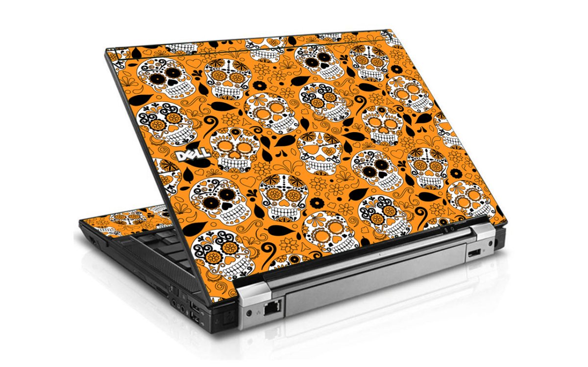Orange Sugar Skulls Dell E4300 Laptop Skin