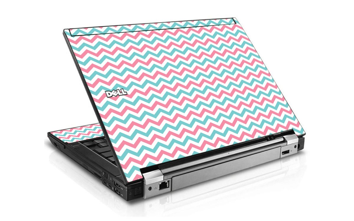Pink Teal Chevron Waves Dell E4300 Laptop Skin
