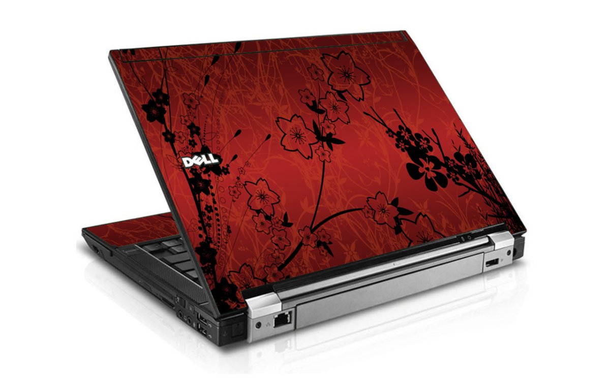 Retro Red Flowers Dell E4300 Laptop Skin