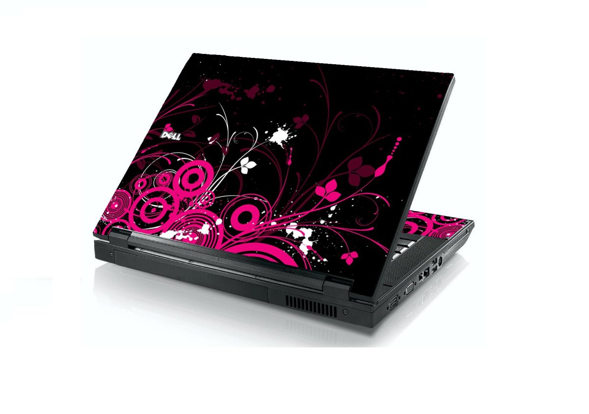 Black Pink Butterfly Dell E5400 Laptop Skin
