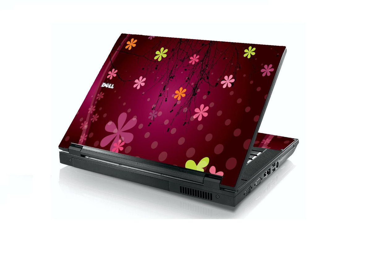 Retro Pink Flowers Dell E5400 Laptop Skin