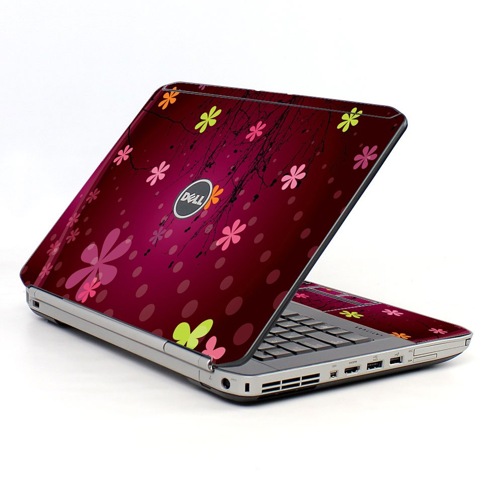 Retro Pink Flowers Dell E5420 Laptop Skin