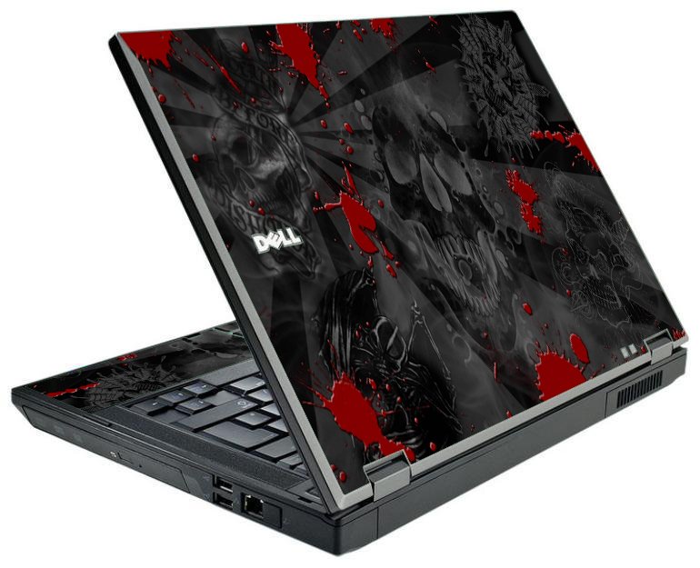 Black Skulls Red Dell E5510 Laptop Skin