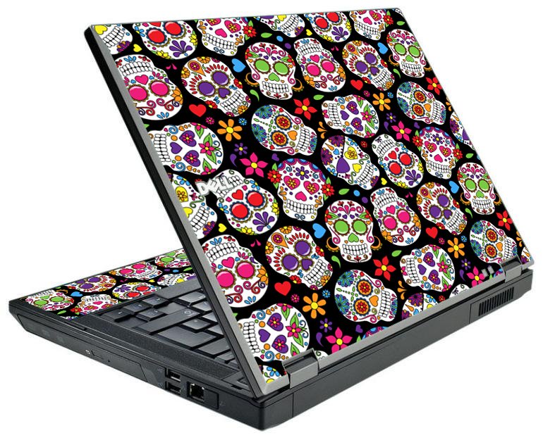Sugar Skulls Black Flowers Dell E5510 Laptop Skin