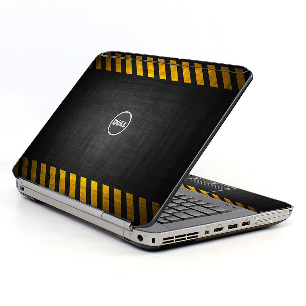 Black Caution Border Dell E5530 Laptop Skin