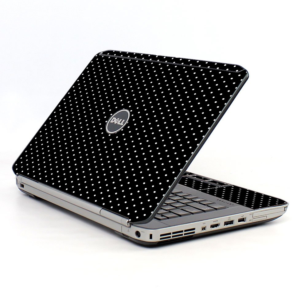 Black Polka Dots Dell E5530 Laptop Skin
