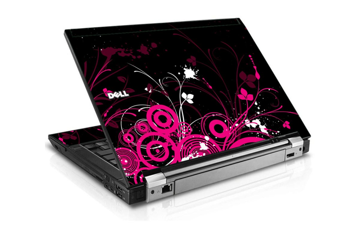 Black Pink Butterfly Dell E6400 Laptop Skin