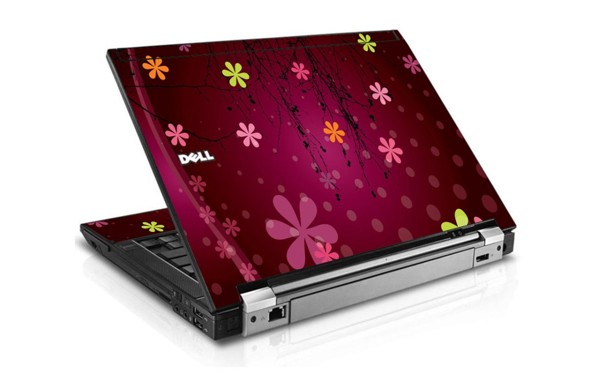Retro Pink Flowers Dell E6400 Laptop Skin