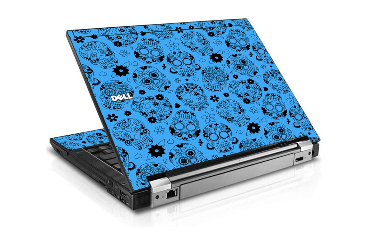 Crazy Blue Sugar Skulls Dell E6410 Laptop Skin