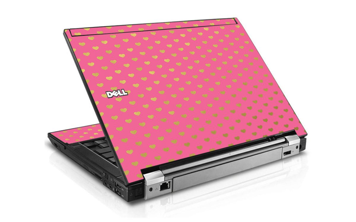 Pink With Gold Hearts Dell E6410 Laptop Skin