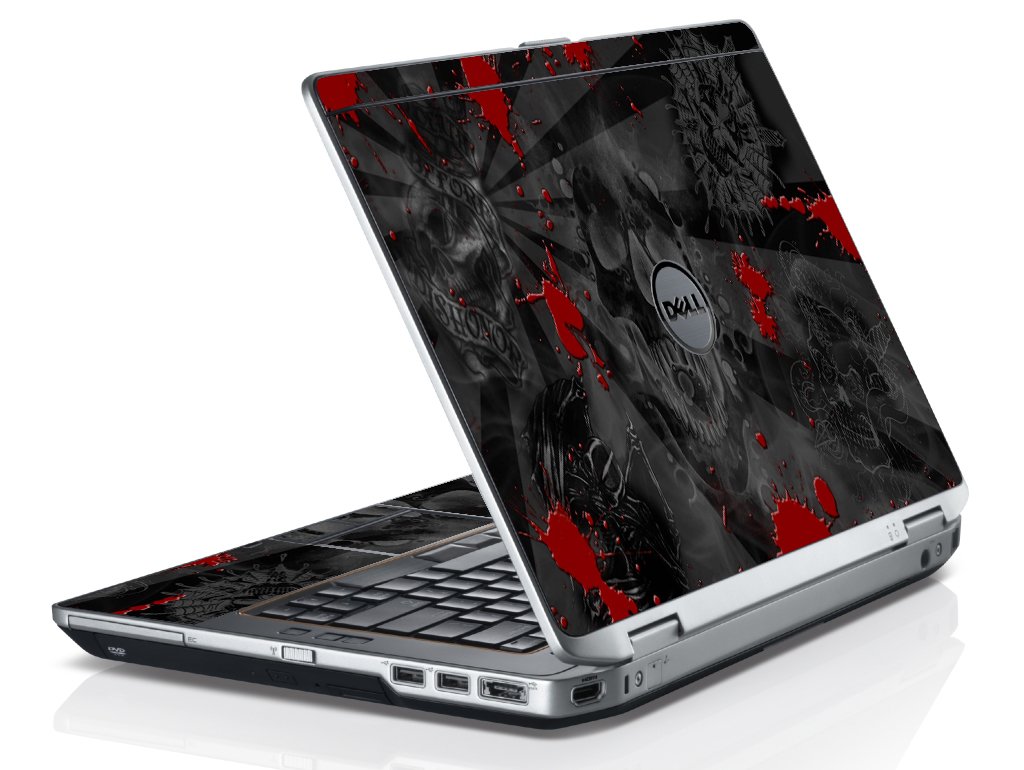 Black Skulls Red Dell E6420 Laptop Skin