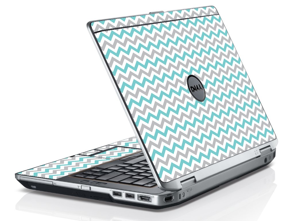 Teal Grey Chevron Waves Dell E6420 Laptop Skin