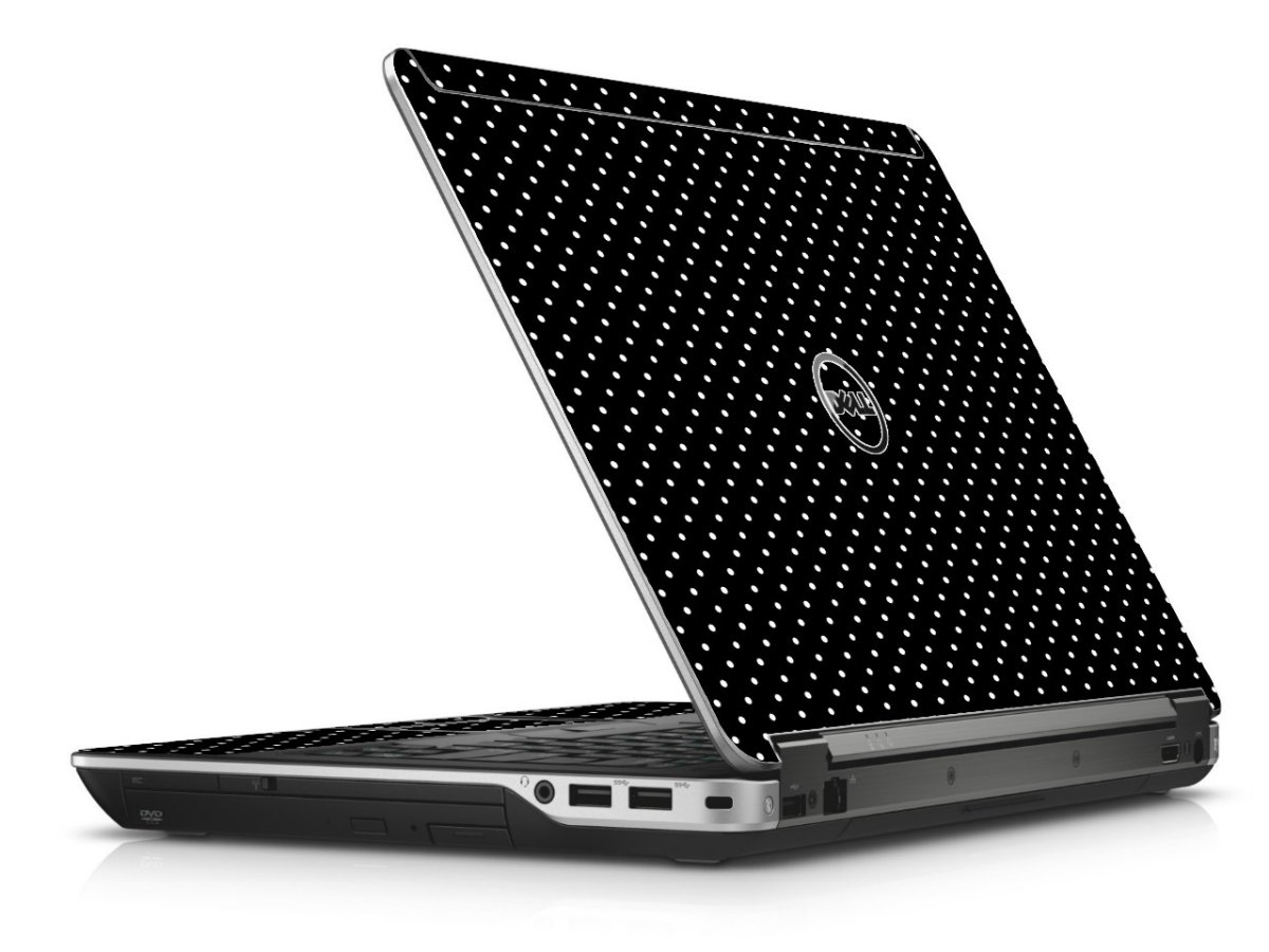 Black Polka Dots Dell E6440 Laptop Skin