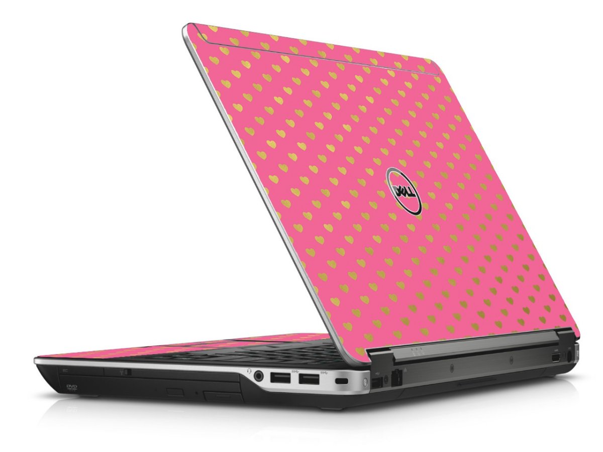 Pink With Gold Hearts Dell E6440 Laptop Skin