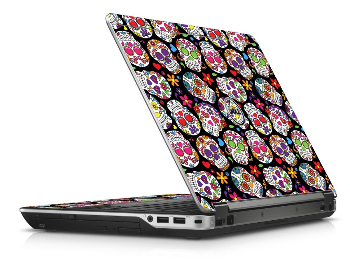 Sugar Skulls Black Flowers Dell E6440 Laptop Skin