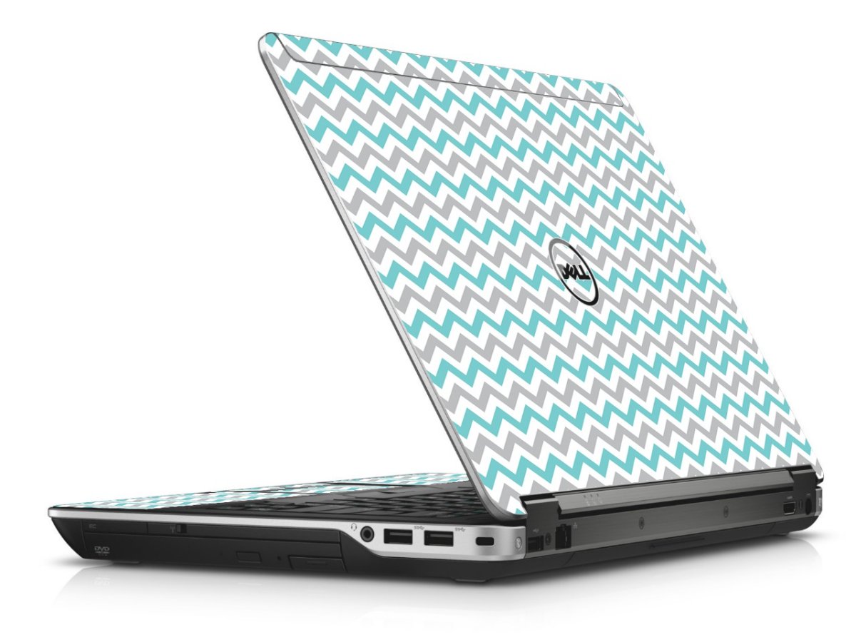 Teal Grey Chevron Wave Dell E6440 Laptop Skin
