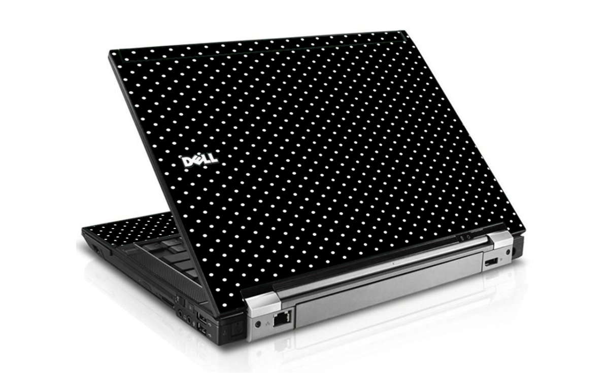 Black Polka Dots Dell E6510 Laptop Skin