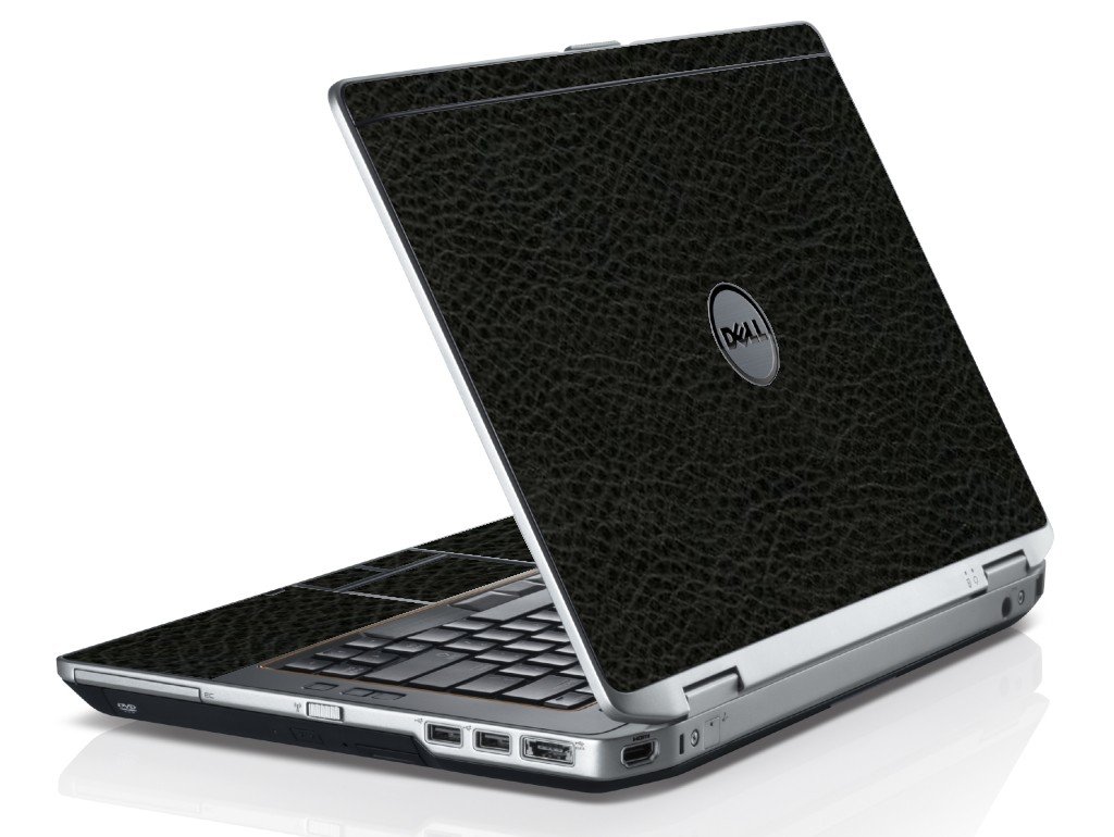 Black Leather Dell E6520 Laptop Skin