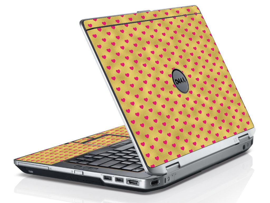 Gold Pink Hearts Dell E6530 Laptop Skin