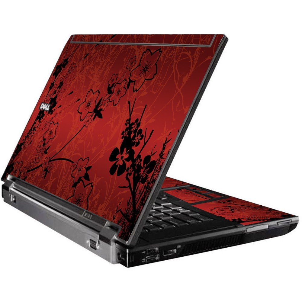 Retro Red Flowers Dell M4500 Laptop Skin