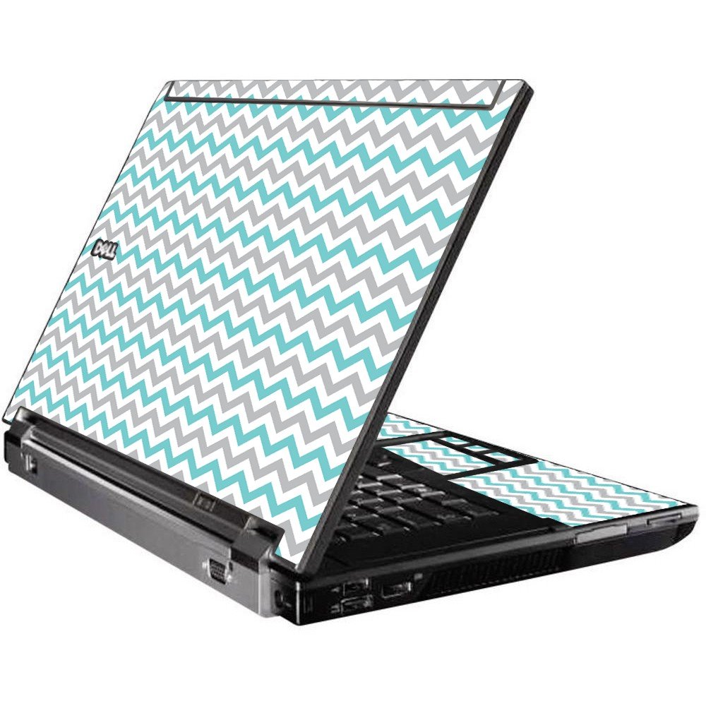 Teal Grey Chevron Waves Dell M4500 Laptop Skin