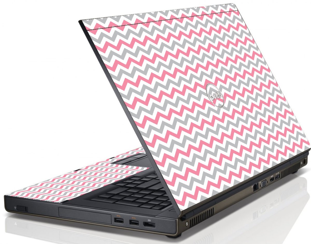 Pink Grey Chevron Waves Dell M4600 Laptop Skin