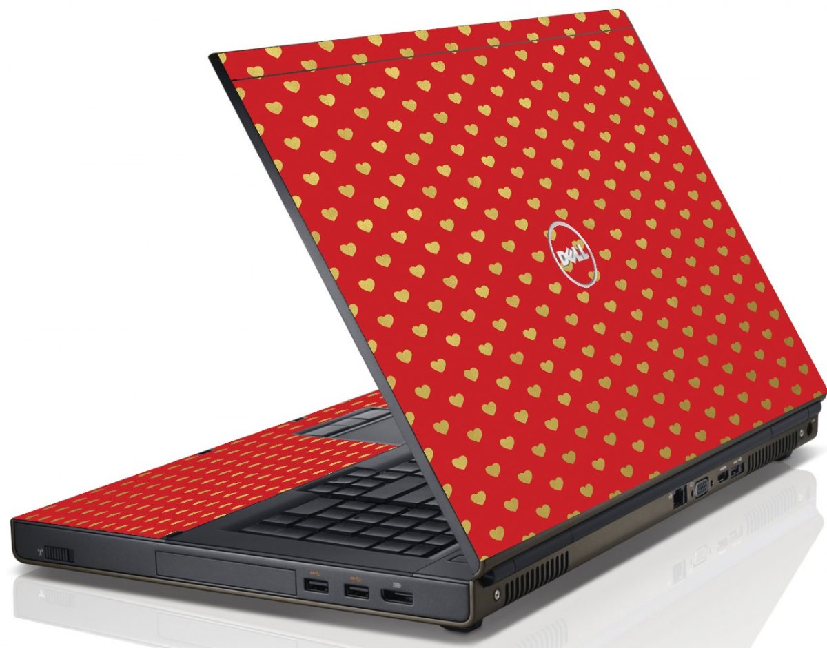 Red Gold Hearts Dell M4600 Laptop Skin
