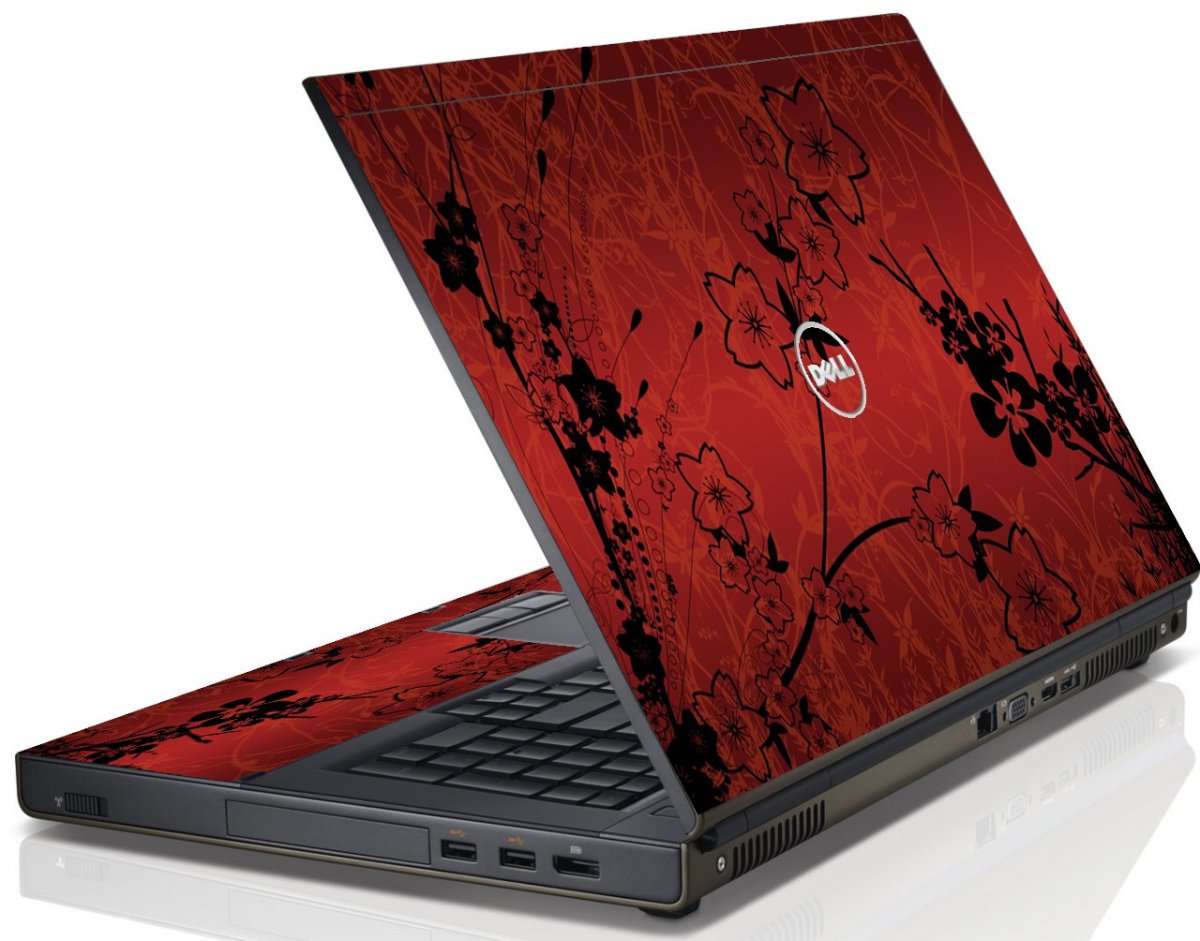 Retro Red Flowers Dell M4600 Laptop Skin
