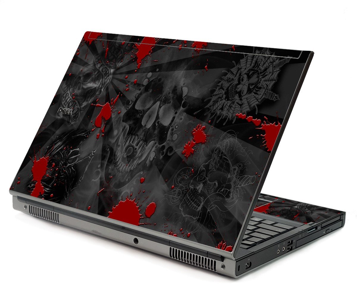 Black Skulls Red Dell M6400 Laptop Skin