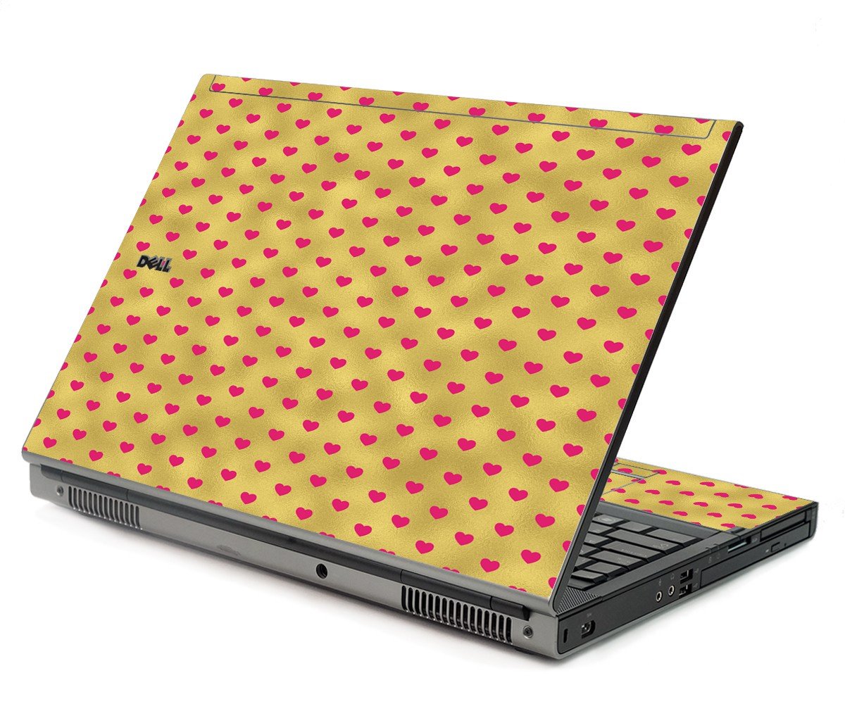 Gold Pink Hearts Dell M6400 Laptop Skin