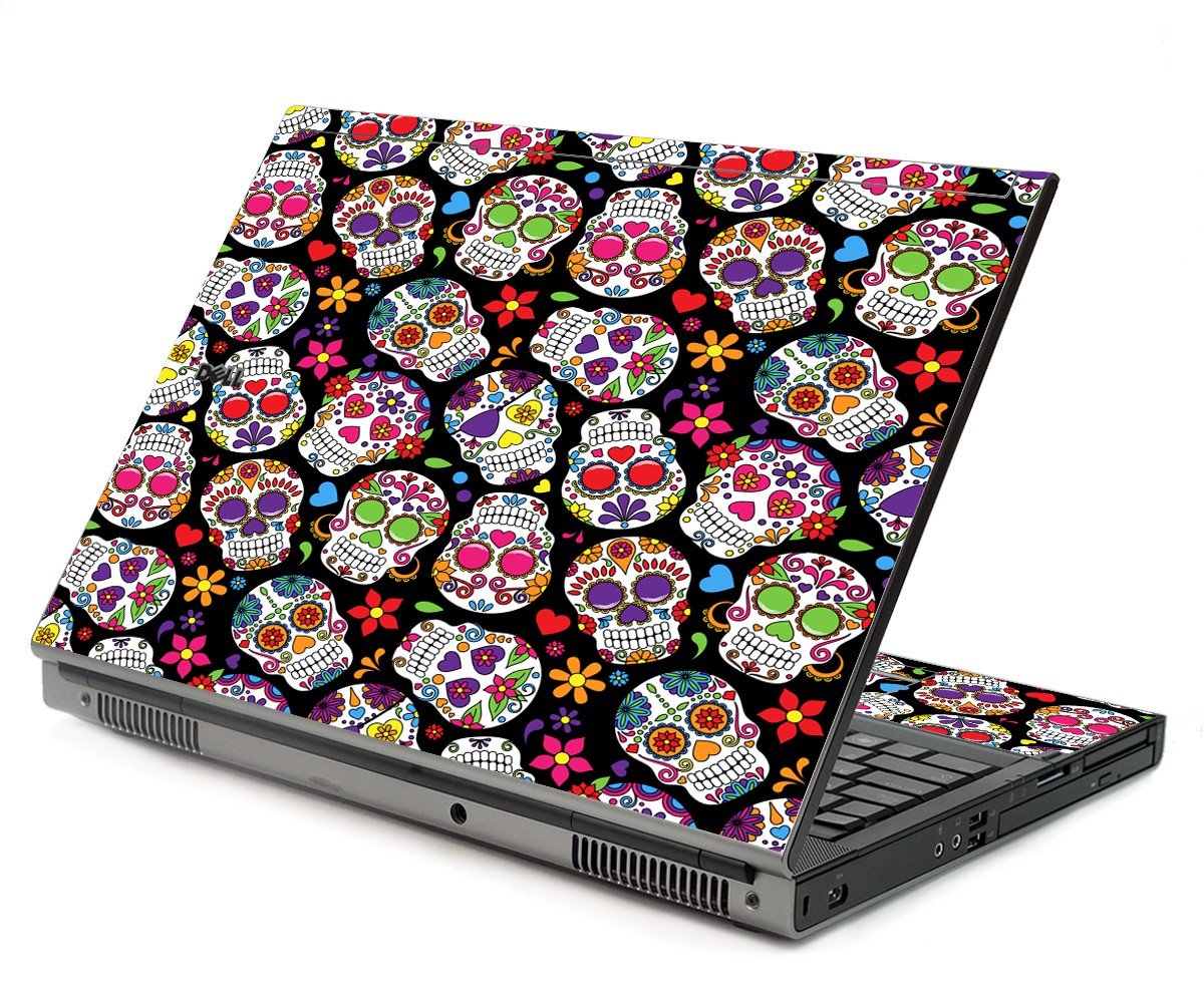 Sugar Skulls Black Flowers Dell M6400 Laptop Skin
