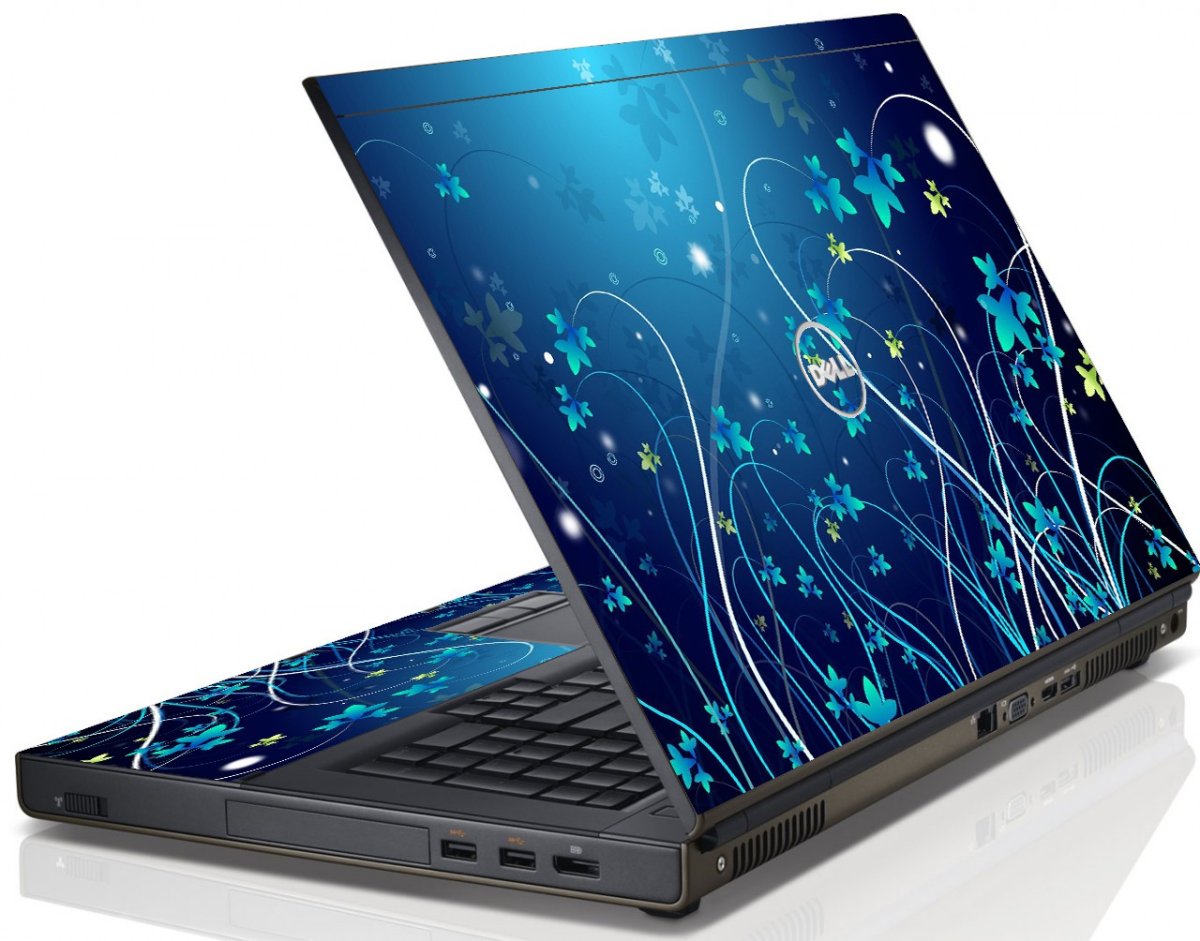 Blue Flowers Dell M6600 Laptop Skin
