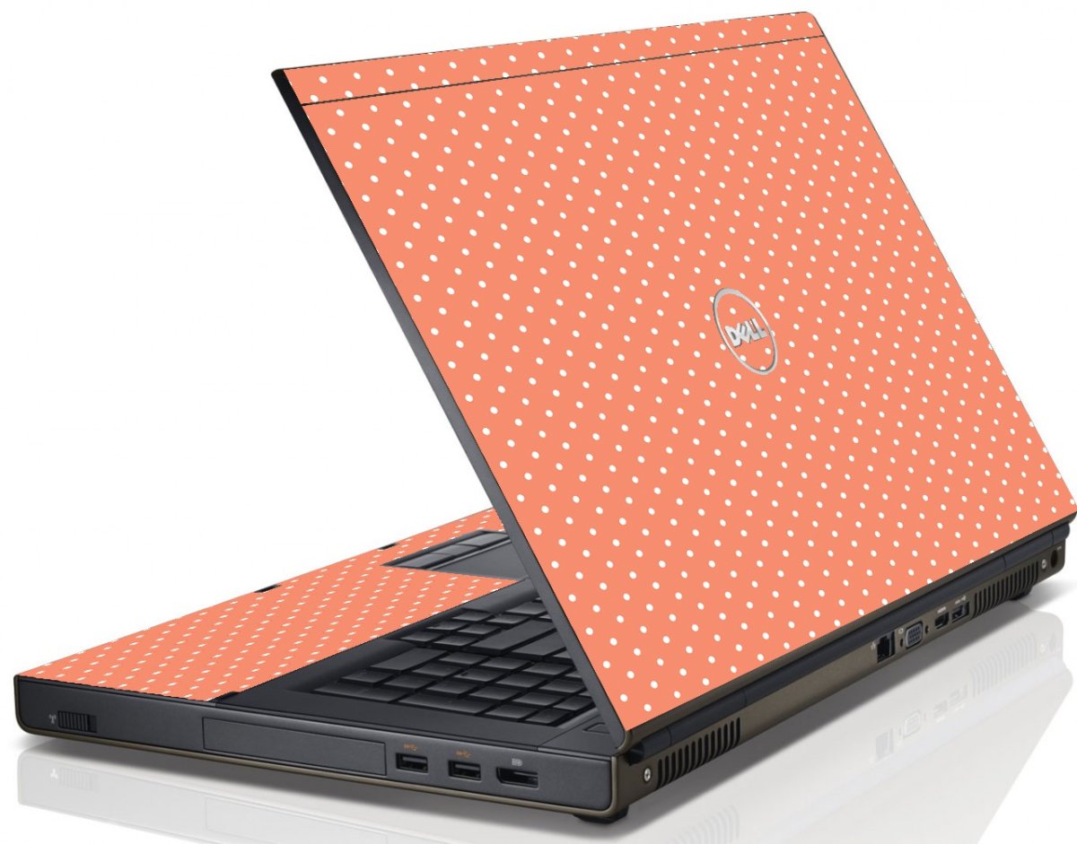 Coral Polka Dot Dell M6600 Laptop Skin