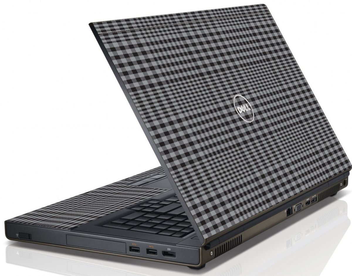 Darkest Grey Plaid Dell M6600 Laptop Skin