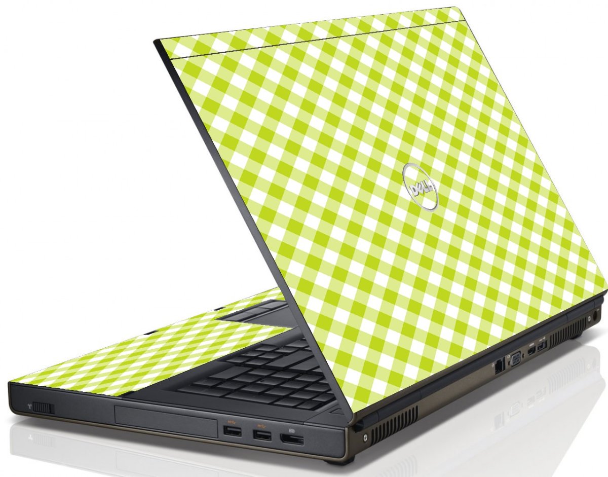 Green Checkered Dell M6600 Laptop Skin